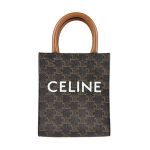 Celine Vertical Cabas Triomphe coated Canvas Shoulder Bag Brown